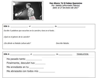 lesson plan for teaching songs by natalia lafourcade